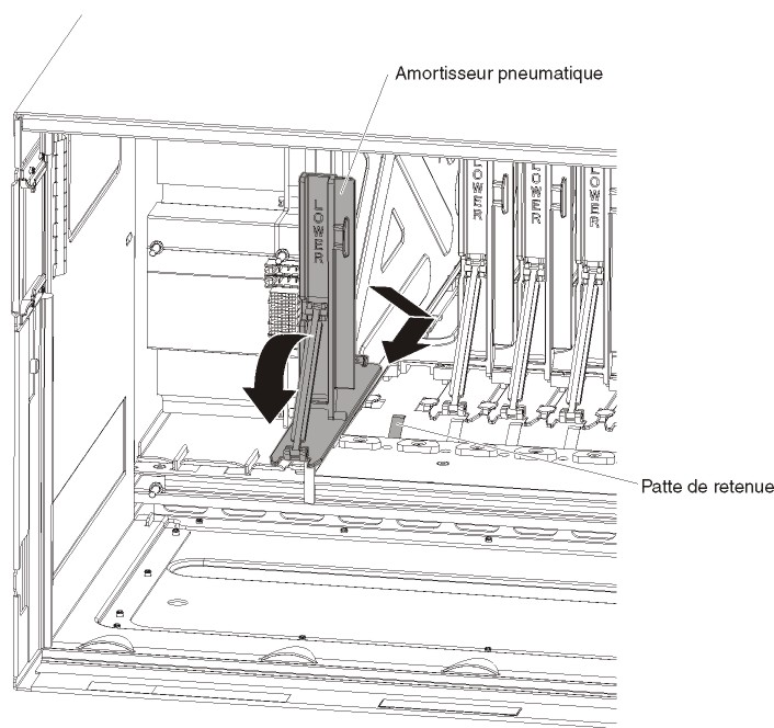 Installation d'un amortisseur pneumatique dans le logement du boîtier