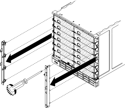 Graphic illustrating the removal of the airborne contaminant filter assembly mounting brackets