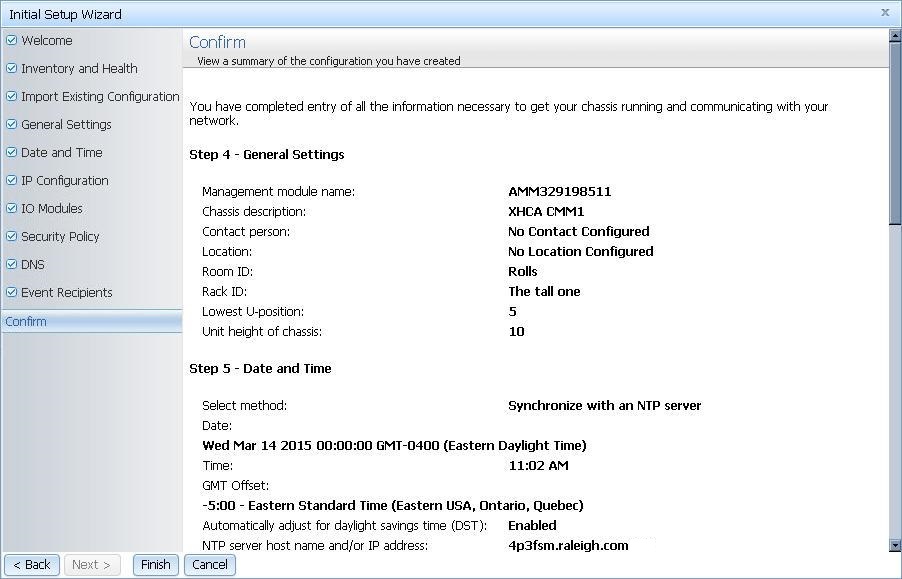 Illustration of the Initial Setup Wizard - Confirm page
