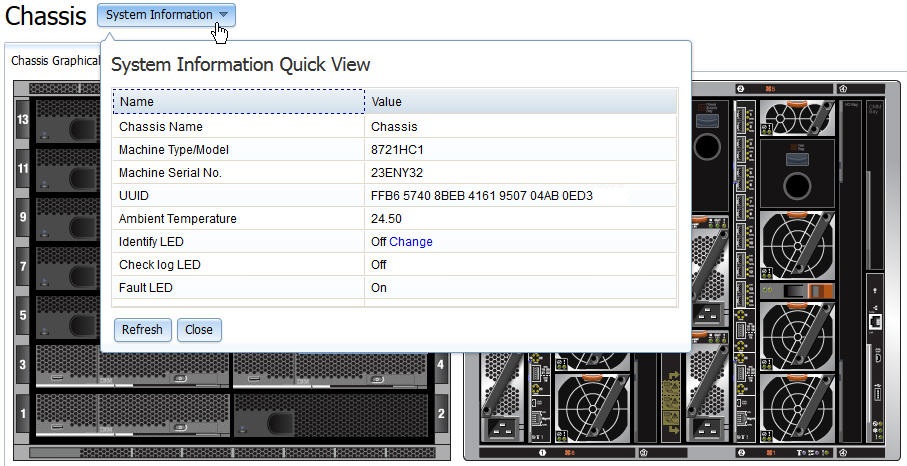 Illustration of the System Information Quick View option available from the Chassis page