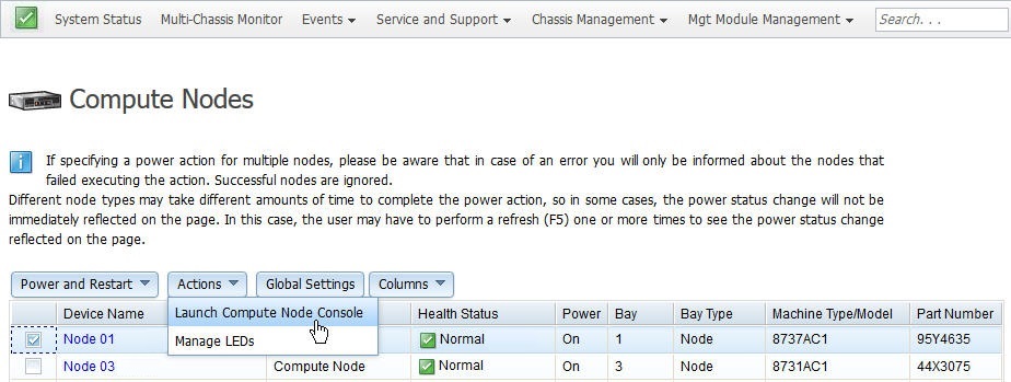Illustration of the Compute Nodes web interface page