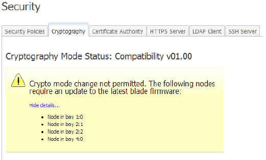 Graphic illustrating the Cryptography tab of the Mgt Module Management > Security