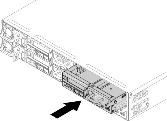 Graphic illustrating installing the compute node in a Lenovo ThinkServer n400 Enclosure Type 5495 chassis