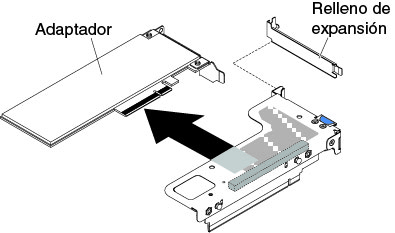 Extracción del adaptador de un conjunto de tarjeta de expansión PCI con una ranura de bajo perfil (para el conector 1 del conjunto de tarjeta de expansión PCI en la placa del sistema)