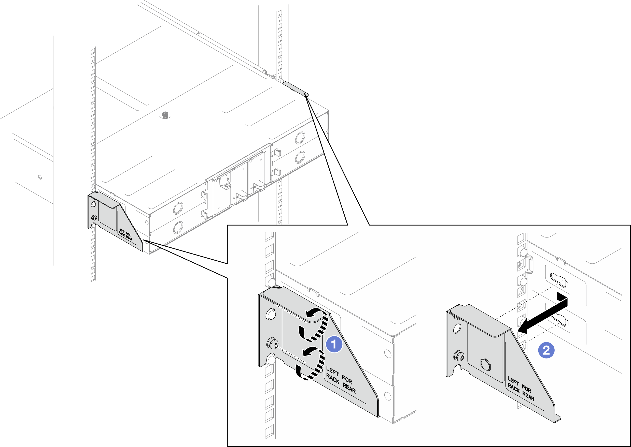 Removal of shipping brackets for 29-inch or 28.31-inch deep racks