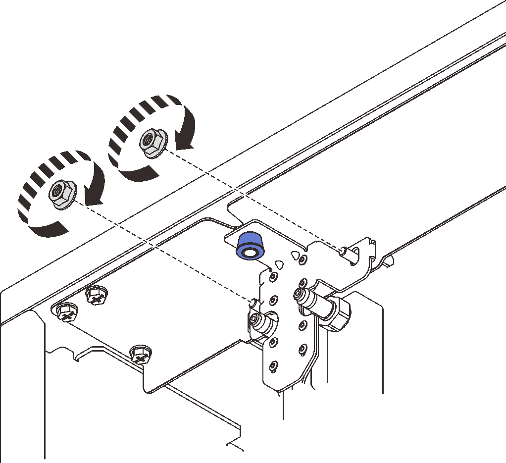 Top rack manifold mounting bracket nuts installation