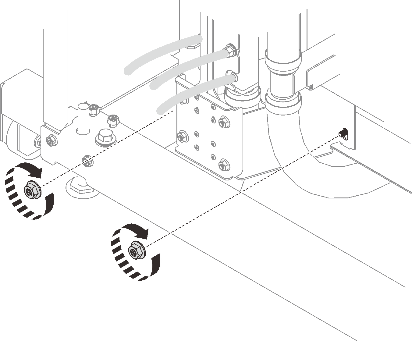 Top rack manifold mounting bracket nuts installation