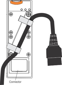 Illustration showing how to attach the power cord to the strain-relief ties