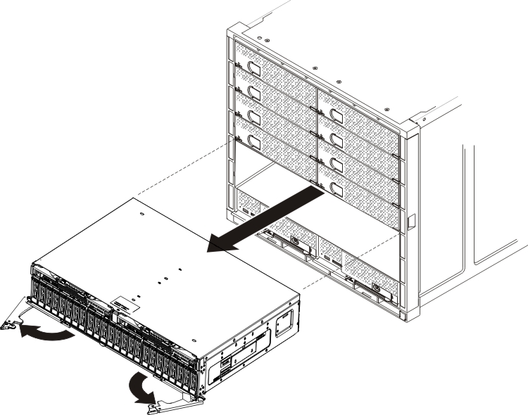 Graphic showing the removal of a 4-bay storage enclosure