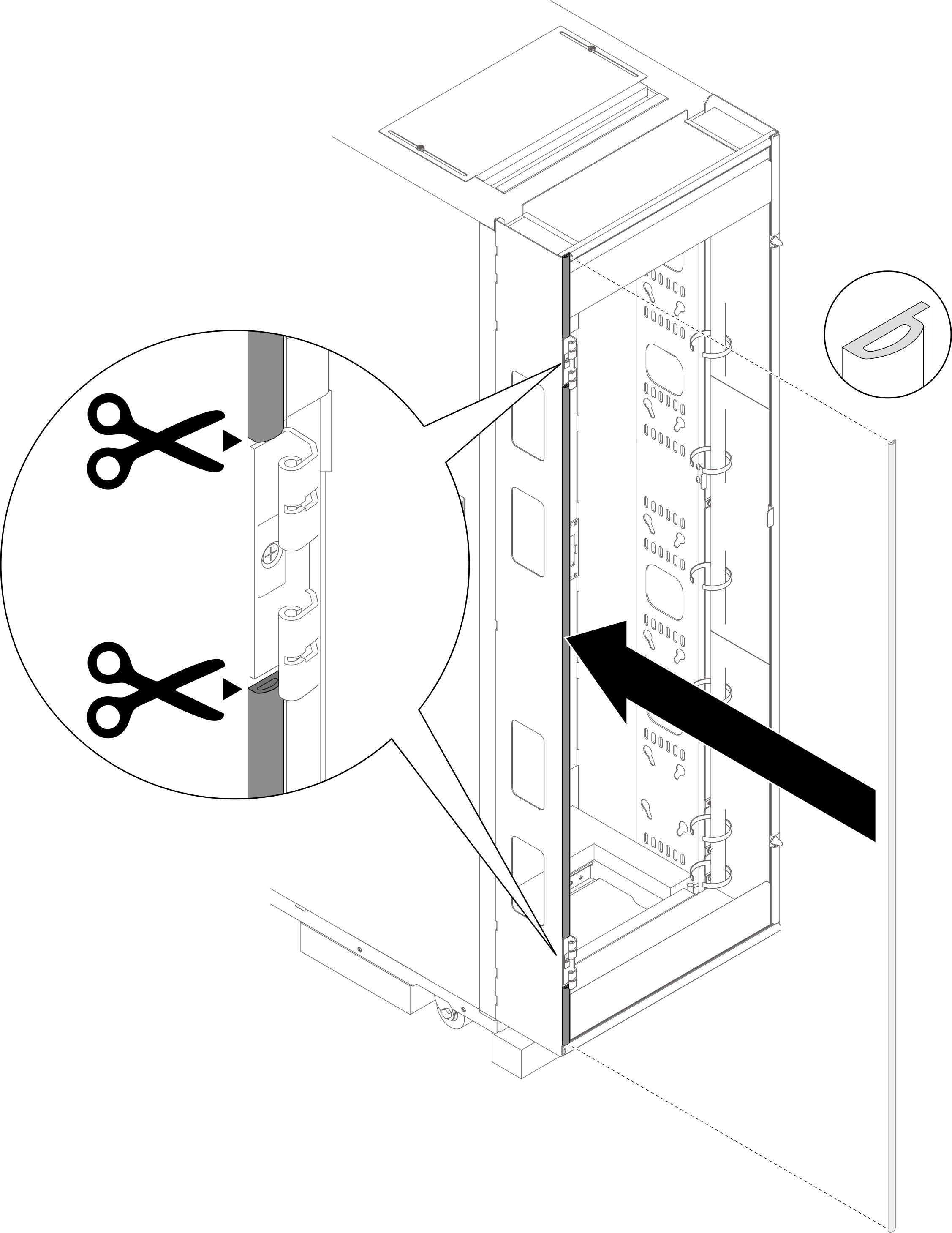 Installing the extension sealing foam to the left side of the rack