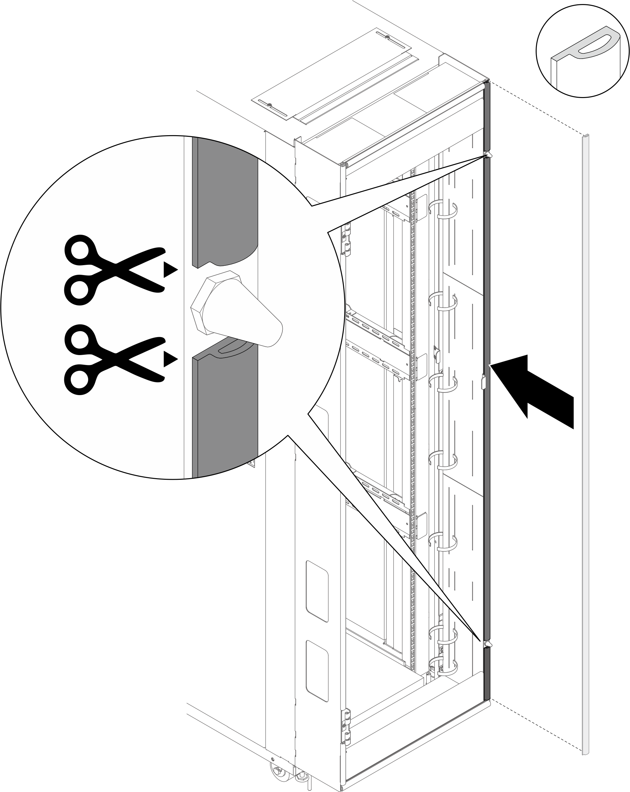 Installing the extension sealing foam to the right side of the rack