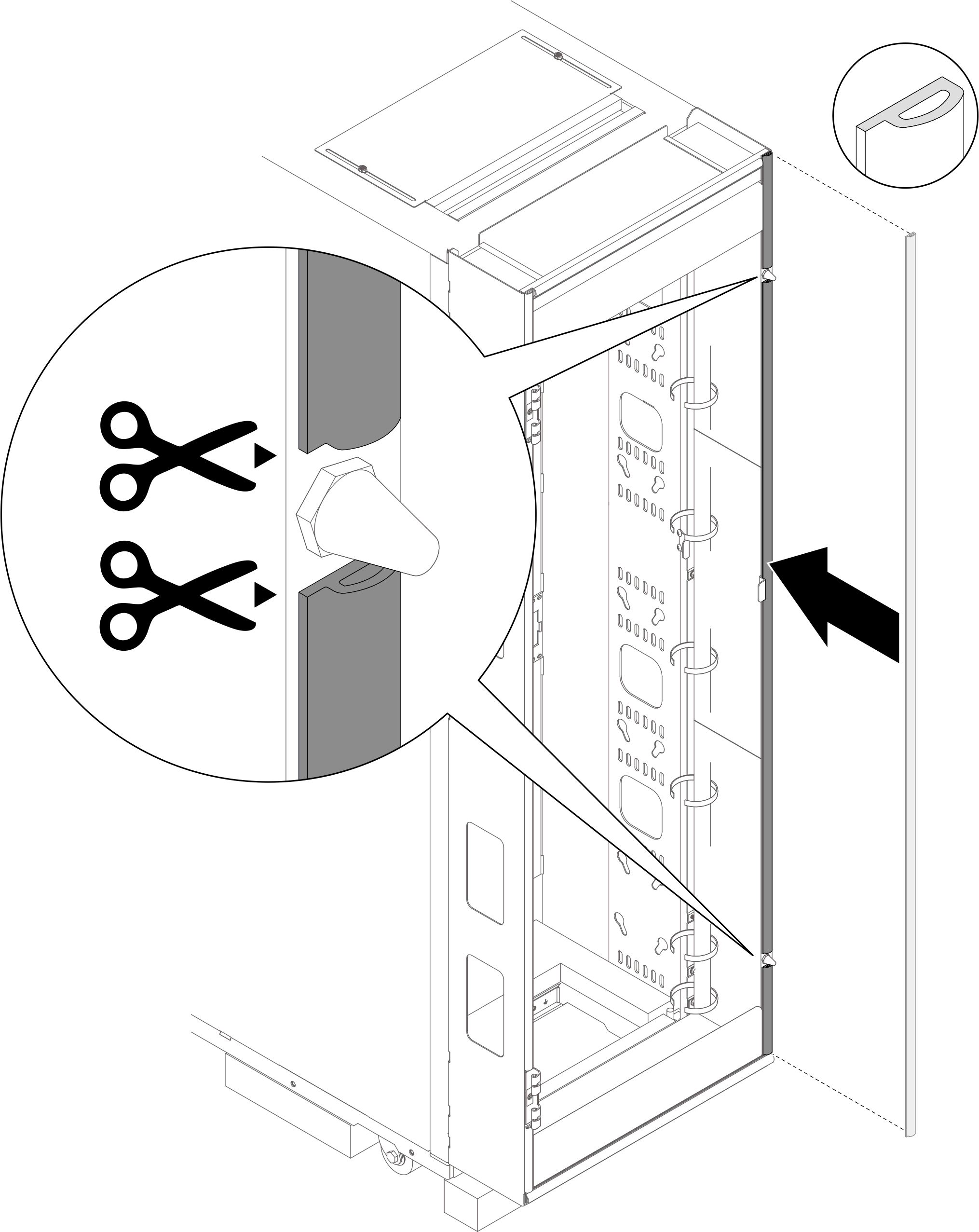 Installing the extension sealing foam to the right side of the rack