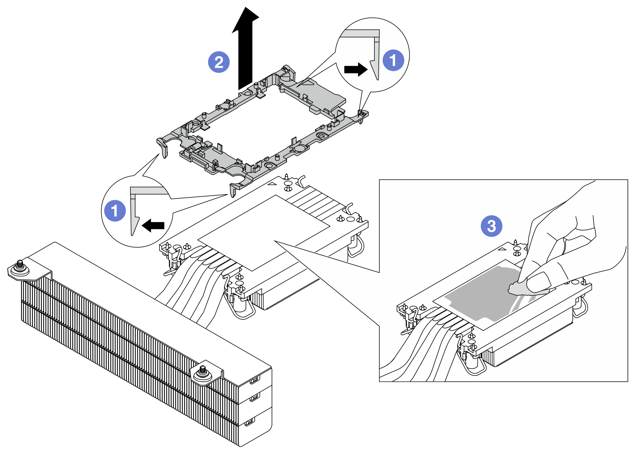 Separating a processor carrier the from heat sink