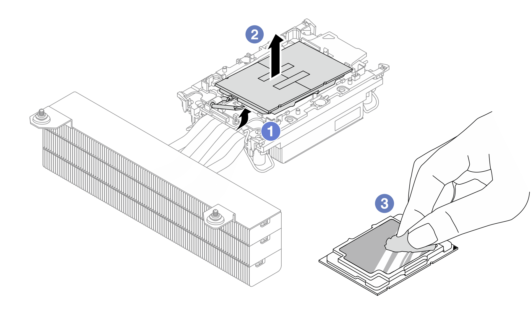 Separating a processor from the heat sink and carrier