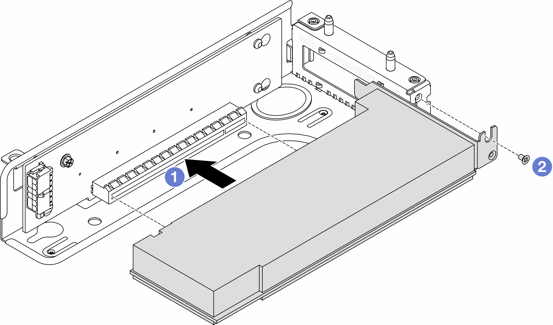 Installing PCIe adapters into the LP-FH riser assembly