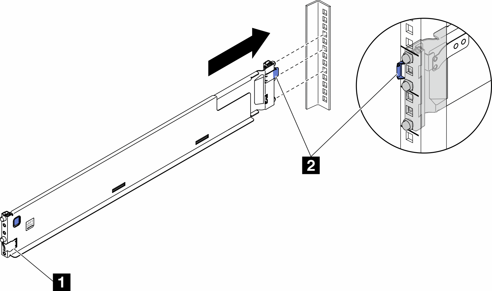 Installing rear end of rail