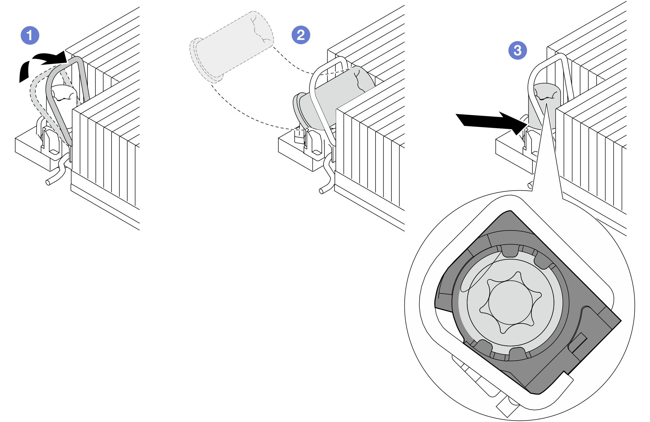 Installing a Torx T30 nut into the heat sink