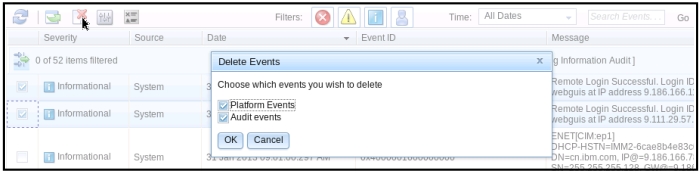 delete events