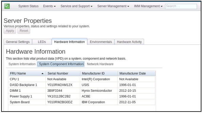 hardware information tab