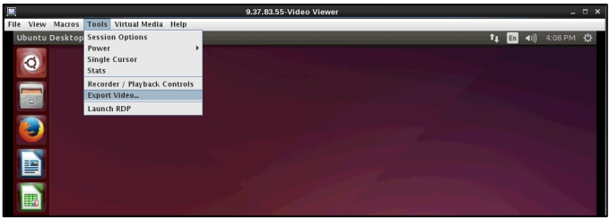 tools export video menu