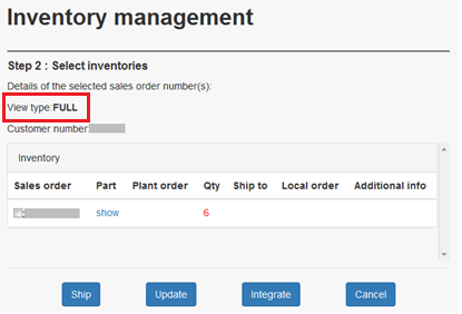 Inventory management of one sales order