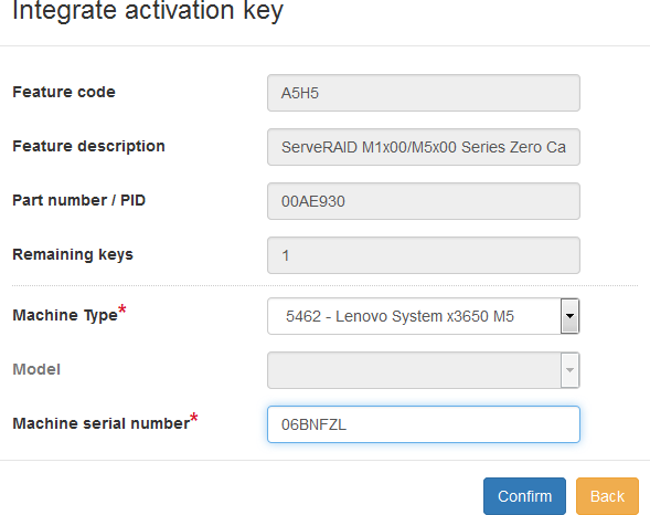 Activating an authorization code out of inventory