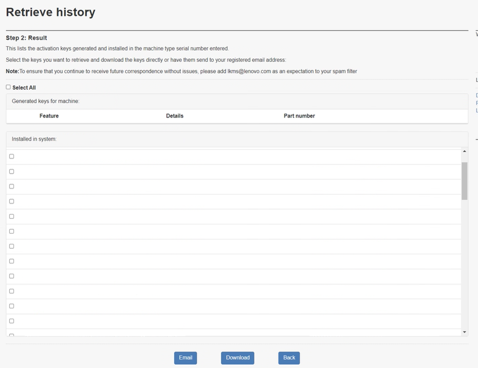 Retrieve history using a Lenovo Customer Number