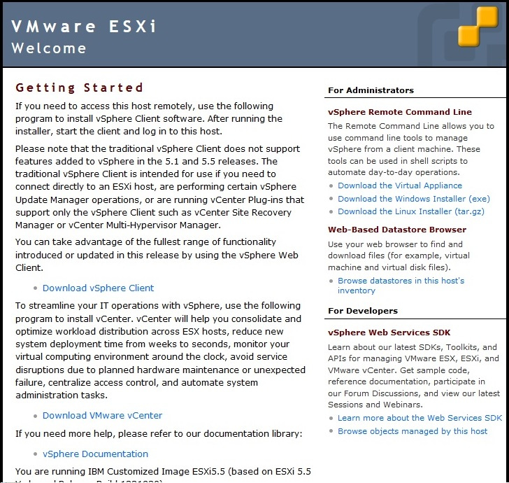 Abbildung mit dem Erstkonfigurationsbildschirm für VMware ESXi