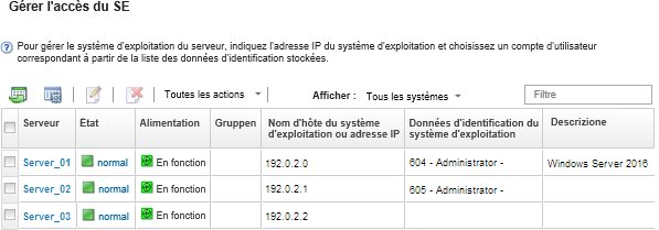 Illustre comment gérer les informations du système d’exploitation pour un serveur géré spécifique.