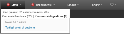 Mostra il riepilogo Processi con avvisi di gestione.