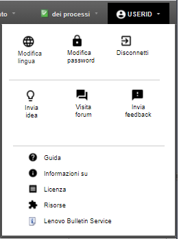 Mostra il menu Modifica password.
