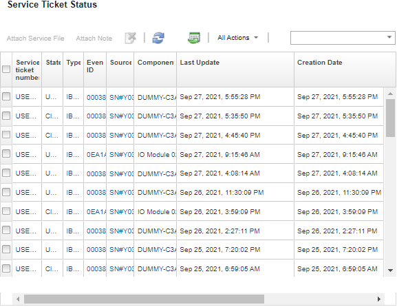 Illustrates the warranty information that is listed for each managed device on the Service and Support page.