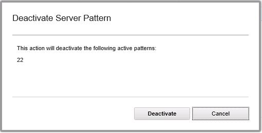 Finestra di dialogo Deactivate Server Pattern (Disattiva pattern server)