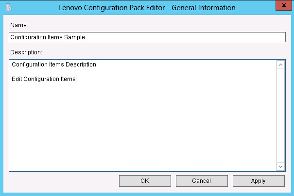 Configuration Pack Editor - General Information page