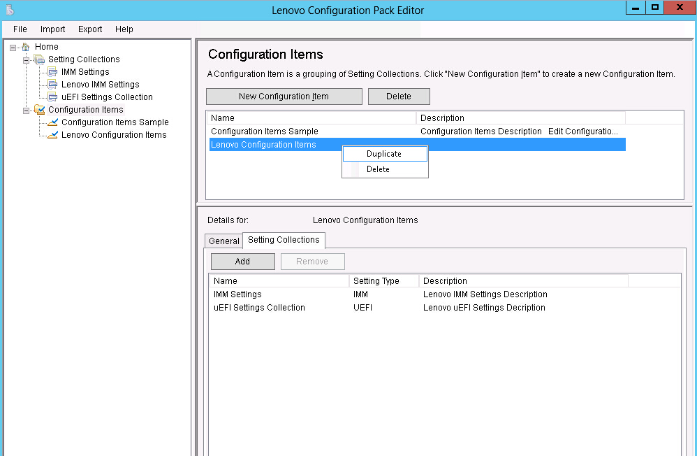 Duplicate Configuration Item function