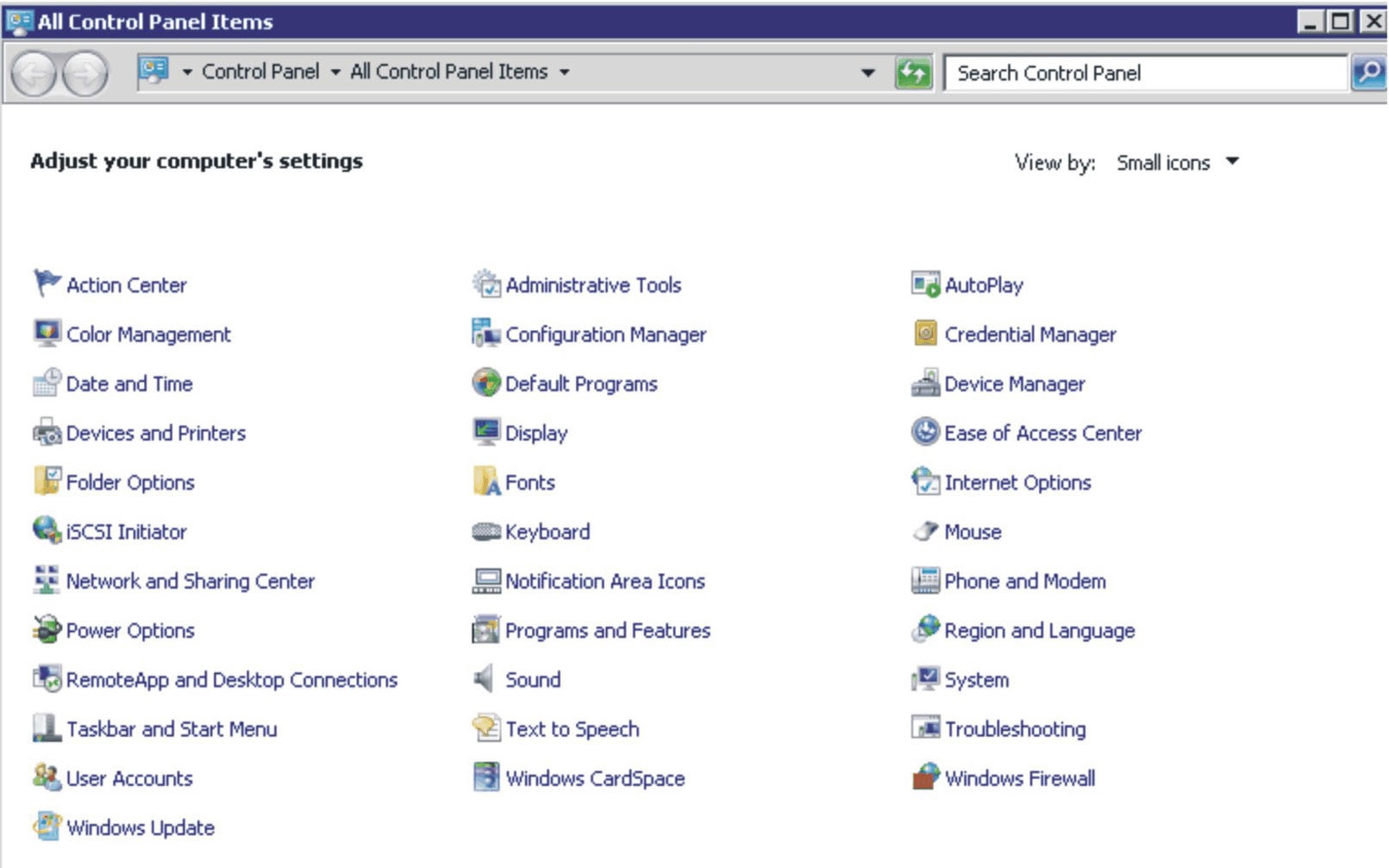 Configuration Manager in Control Panel folder