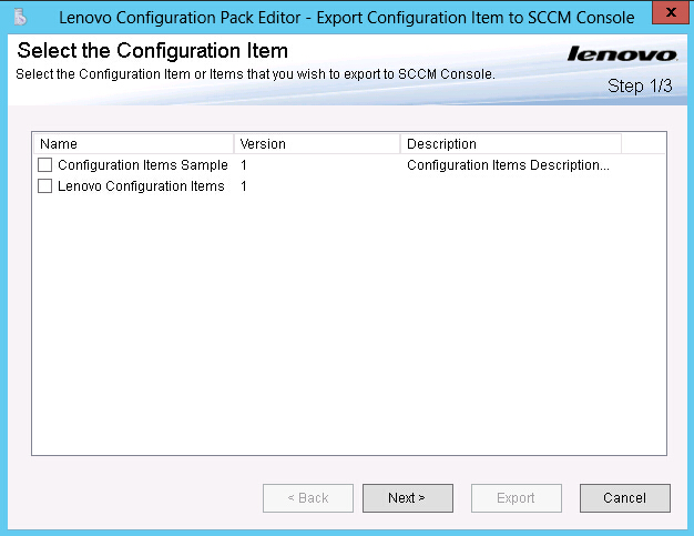 Select the Configuration Item page