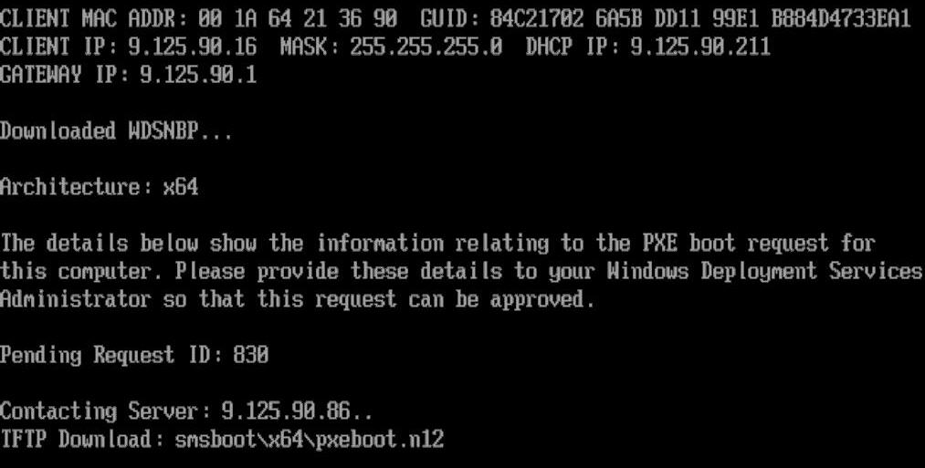 Restarting the target server from PXE
