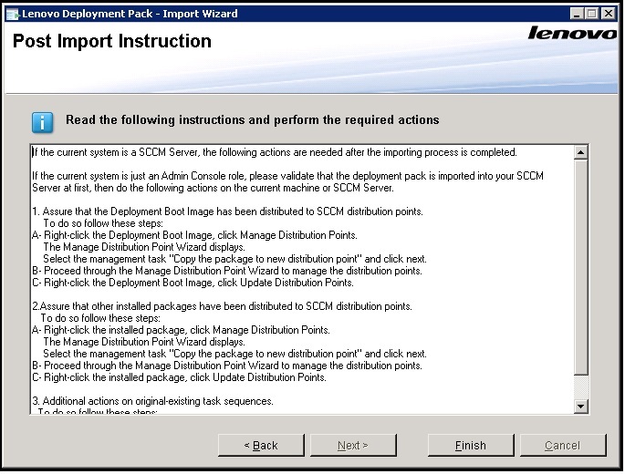 Post Import Instruction page