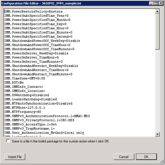 Sample settings in aBMC .ini file