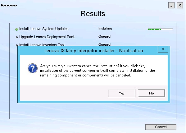 Message asking if you want to cancel the installation