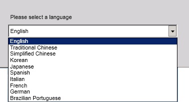 Lista de selección de idiomas