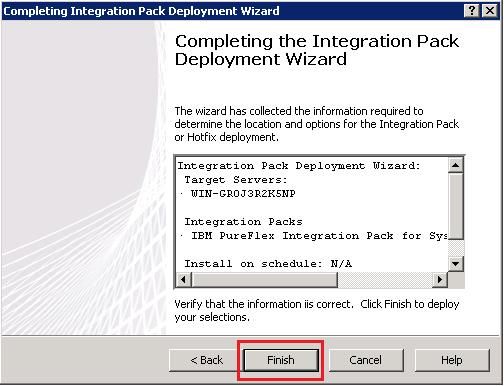 Completing the Integration Pack Deployment Wizard