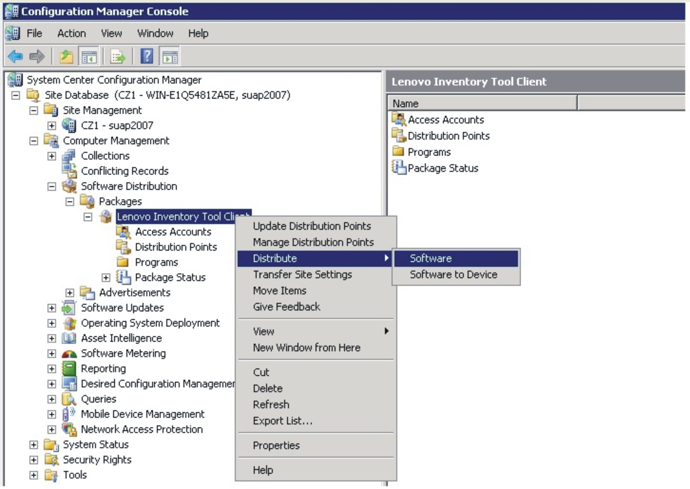 Distribute Lenovo Inventory Tool Client package