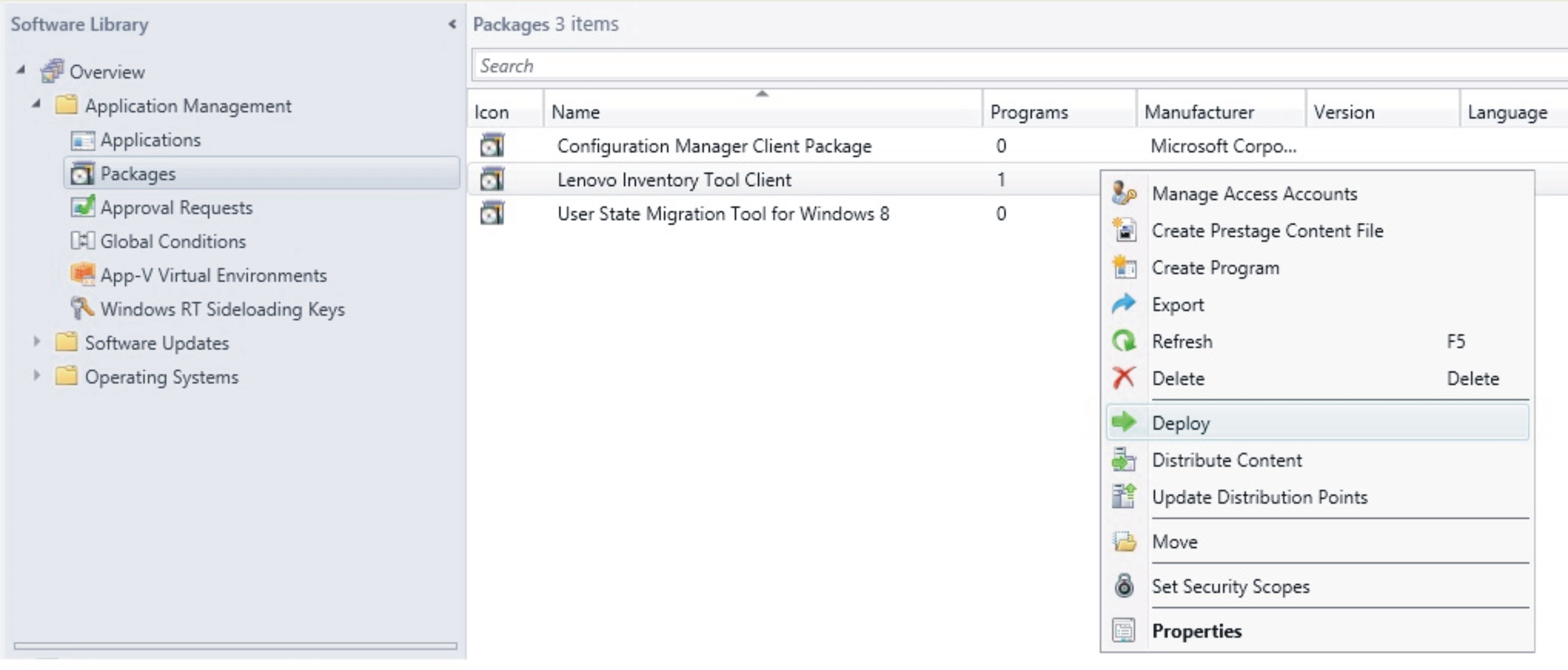 Deploy Lenovo Inventory Tool package