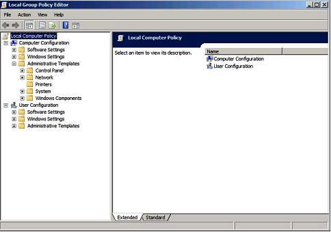 Local Computer Policy configuration