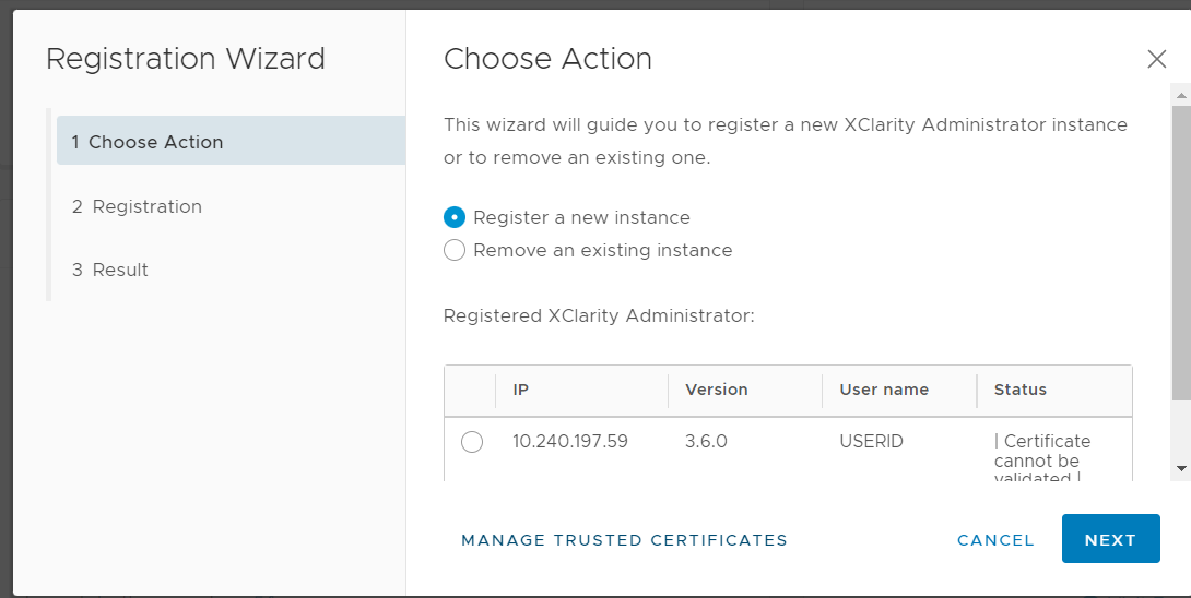 Registration Wizard page