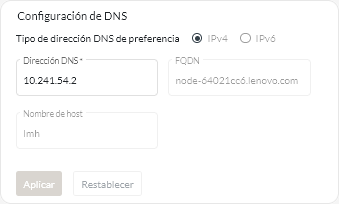 Tarjeta de Configuración de la DNS