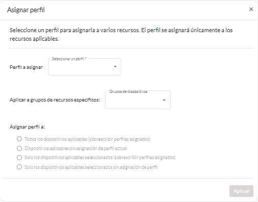 Cuadro de diálogo Asignar perfil