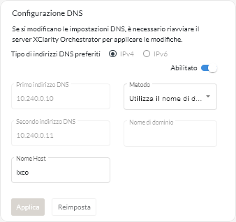 Scheda Configurazione DNS